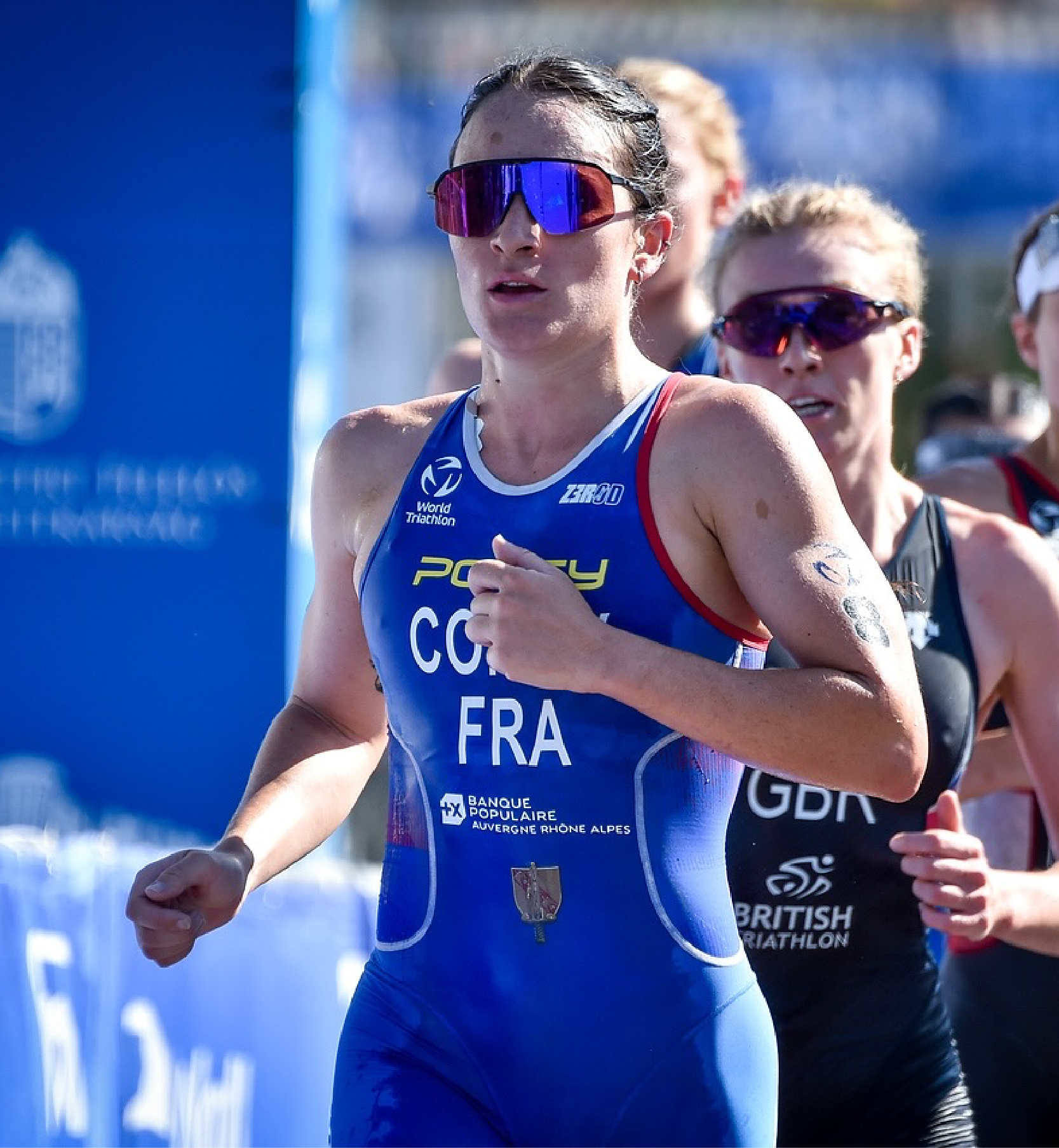 Léa Coninx sur la partie course à pied d'une Coupe du Monde.