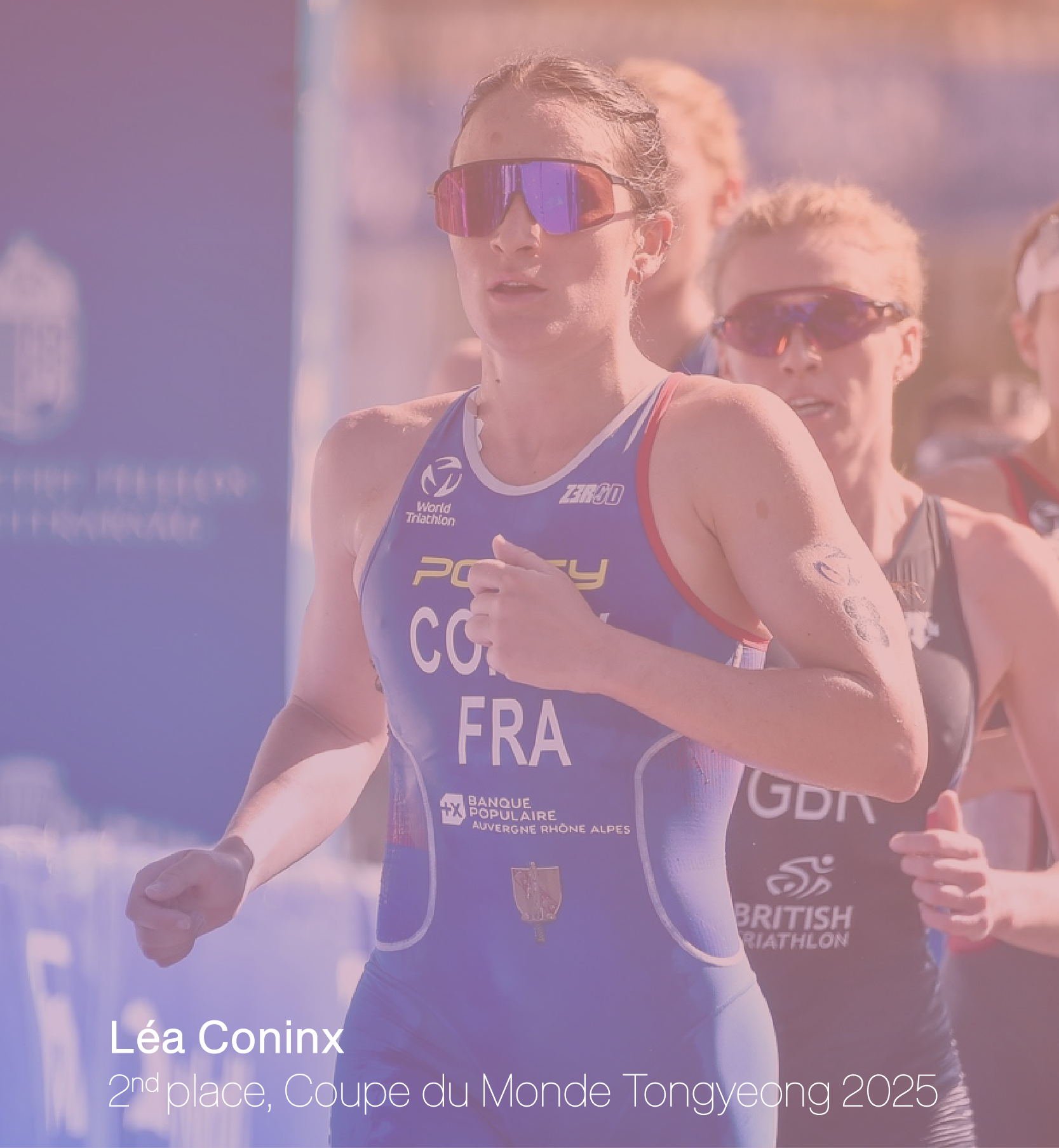 Léa Coninx sur la partie course à pied d'une Coupe du Monde.